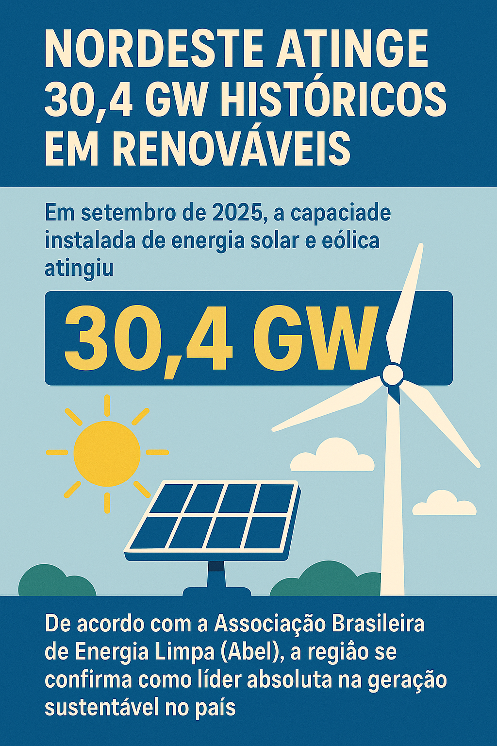 Nordeste registra recorde de geração de energia solar e eólica e se consolida como líder nacional