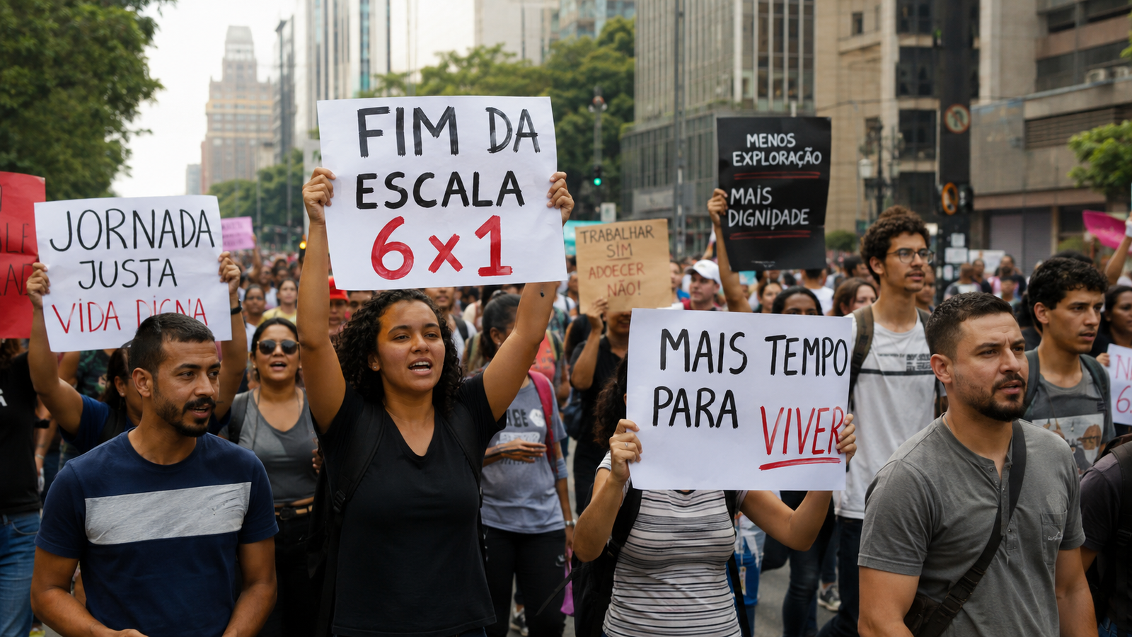 Defesa do fim da escala 6×1 domina atos do Dia do Trabalhador no Brasil